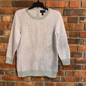 J. Crew women’s Italian cashmere herringbone 3-4 sleeves sweater pink/green S